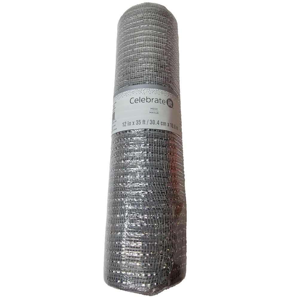 New in plastic Celebrate It silver decorating mesh 12 inches by 35 feet - Picture 3 of 6